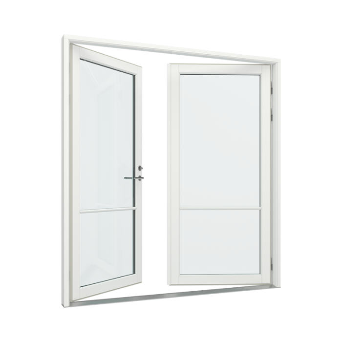 Pardörrar med 1x2 glasfält i varje dörr