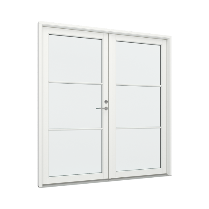 Pardörrar med 1x3 glasfält i varje dörr