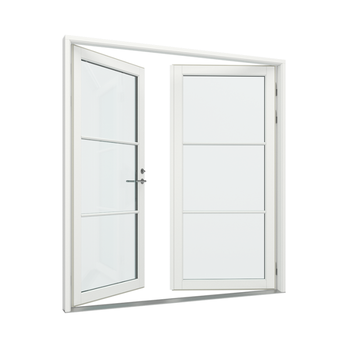 Pardörrar med 1x3 glasfält i varje dörr