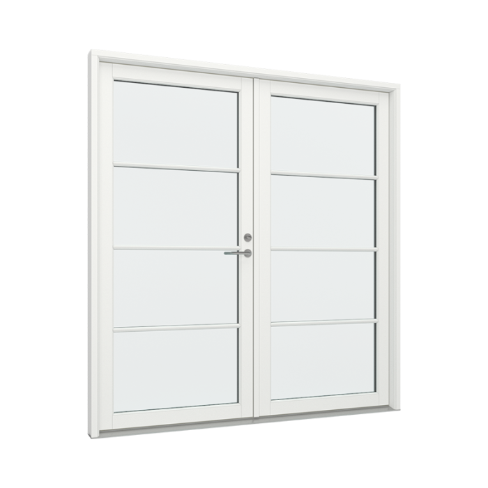 Pardörrar med 1x4 glasfält i varje dörr