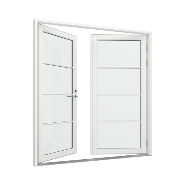 Pardörrar med 1x4 glasfält i varje dörr