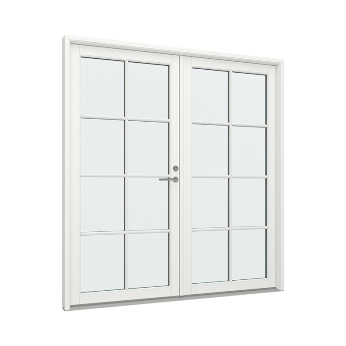 Pardörrar med 2x4 glasfält i varje dörr